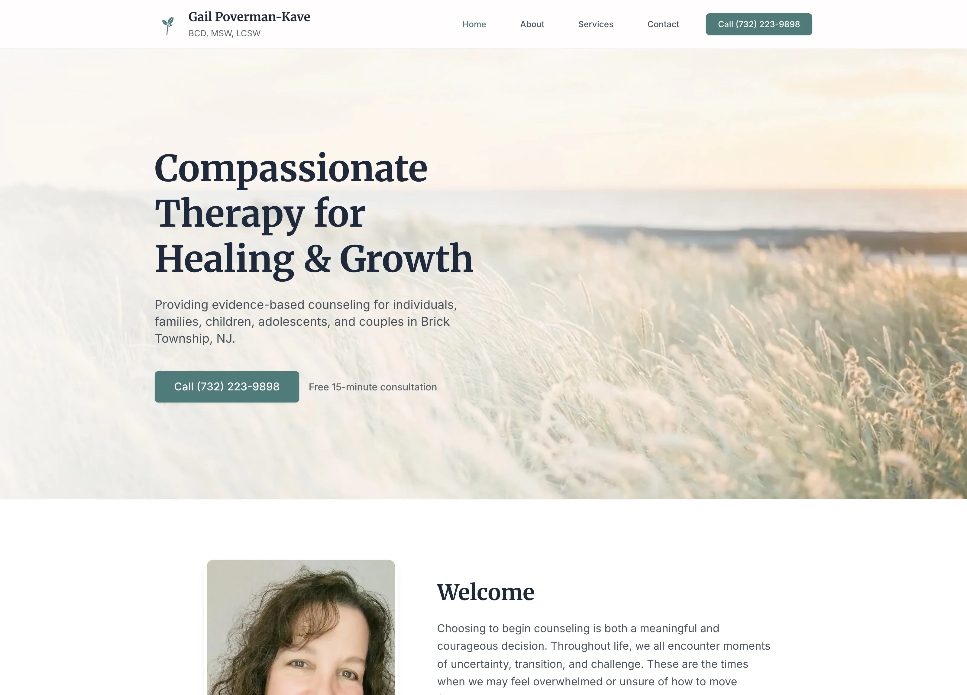Gail Poverman-Kave counseling website homepage