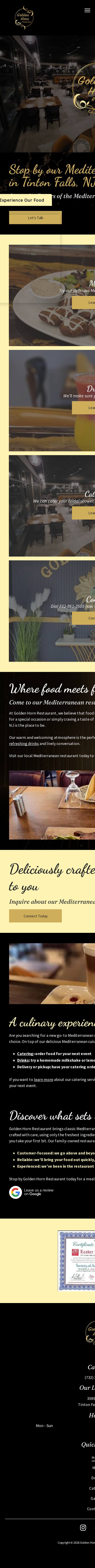 Golden Horn's previous website on a phone: the page is wider than the screen, so the logo, headlines and text run off the right edge