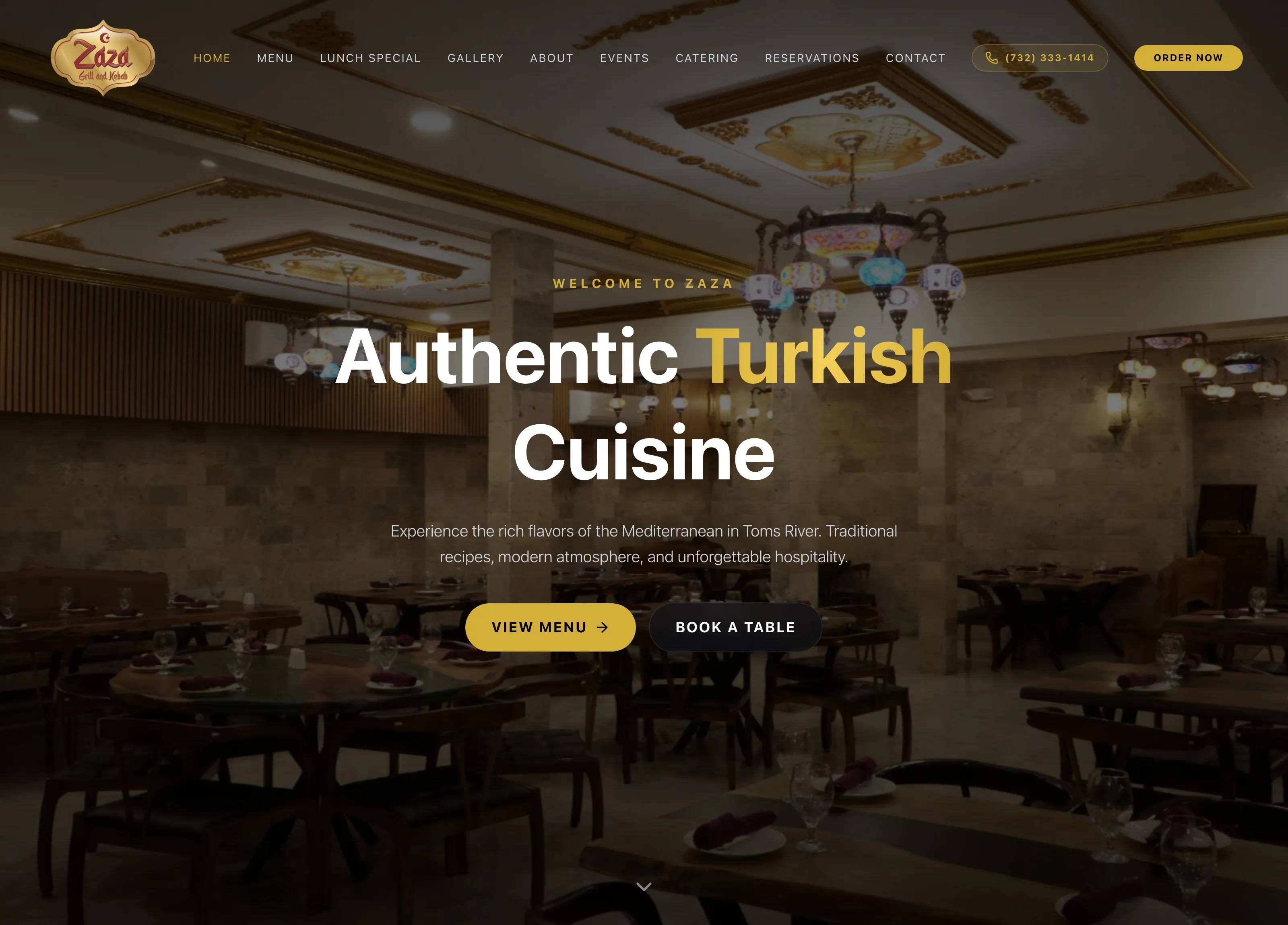 Zaza Grill and Kebab website homepage